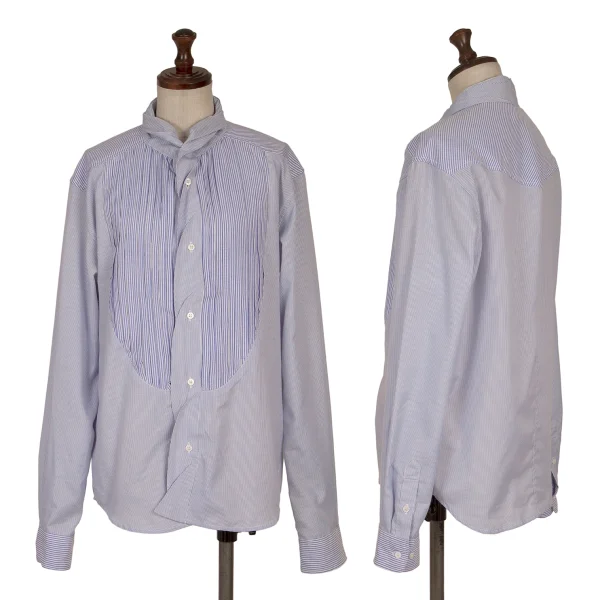 FINAL HOME Pleated Switching Stripe Shirt White,Sky blue S K-163936_001