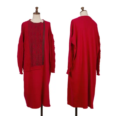 zucca Dyed Cotton Cable Knit Switching Dress