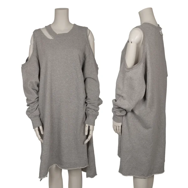DIESEL Open Shoulder Distressed Sweat Dress Grey S-M K-163939_001