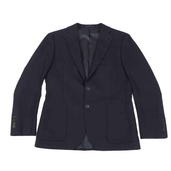 Papas+ Loropiana Cashmere Blended Wool Silk Jacket Navy S K-163942_001