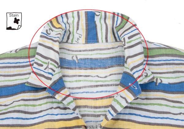 Papas ISLAND Linen Logo Stripe Printed Open Collar Short Sleeve Shirt K-163946_002