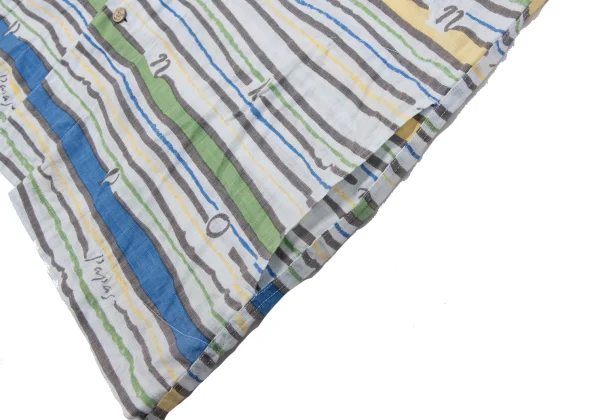 Papas ISLAND Linen Logo Stripe Printed Open Collar Short Sleeve Shirt K-163946_006