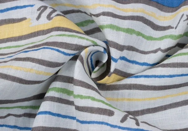 Papas ISLAND Linen Logo Stripe Printed Open Collar Short Sleeve Shirt K-163946_012