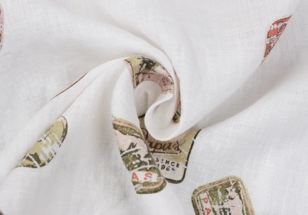 Papas ISLAND Linen Logo Print Band Collar Short Sleeve Shirt K-163947_016