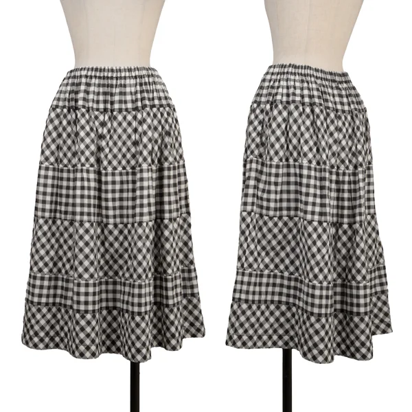 tricot COMME des GARCONS Cotton Gingham Check Skirt White,Black S-M K-163953_001