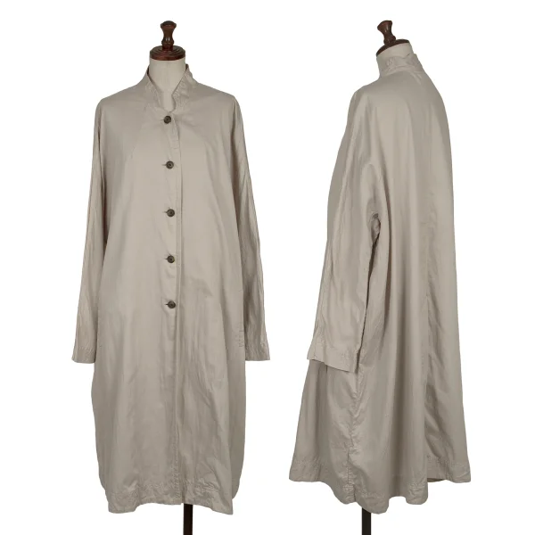 Veritecoeur Stand Collar Cotton Long Shirt Dress Grey,Beige 2 K-163956_001