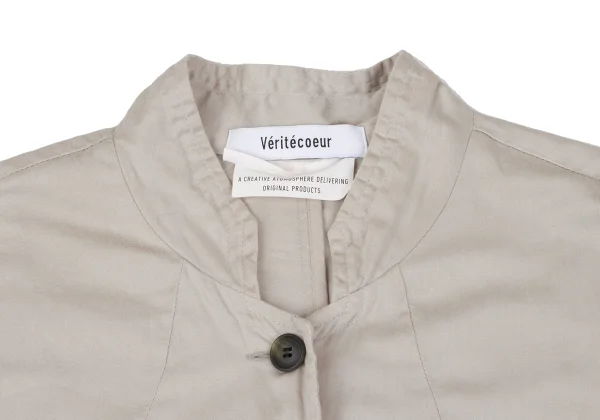 Veritecoeur Stand Collar Cotton Long Shirt Dress K-163956_004