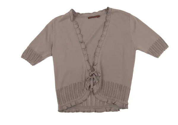 Mademoiselle NON NON Cotton Poly Hem Lace Knit Cardigan K-163958_002