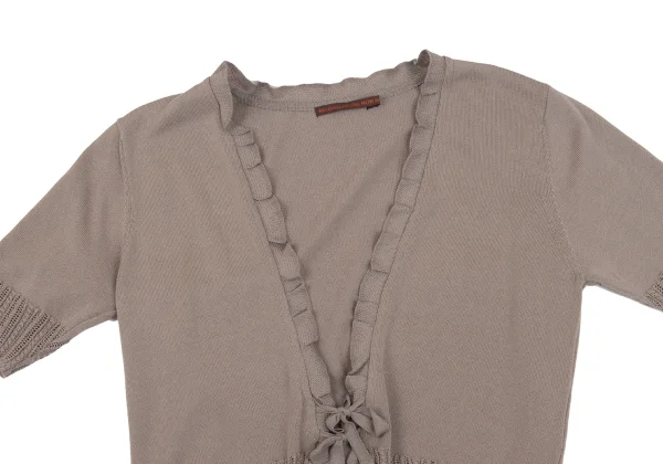 Mademoiselle NON NON Cotton Poly Hem Lace Knit Cardigan K-163958_003