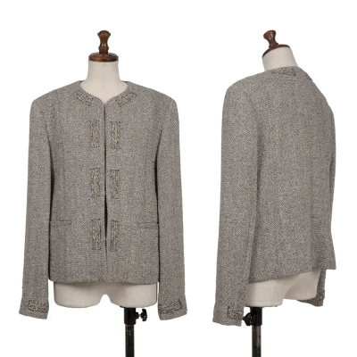 Mademoiselle NON NON Linen Silk Tweed No Collar Jacket