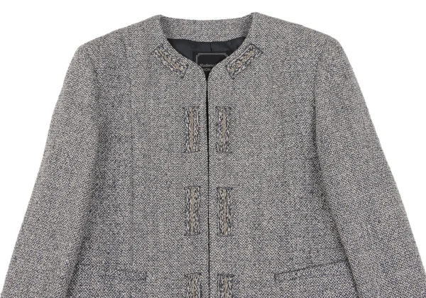 Mademoiselle NON NON Linen Silk Tweed No Collar Jacket K-163959_003