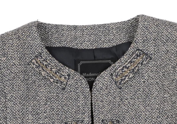 Mademoiselle NON NON Linen Silk Tweed No Collar Jacket K-163959_004
