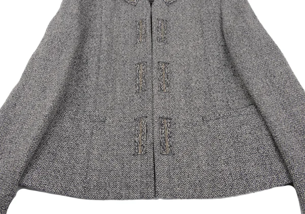 Mademoiselle NON NON Linen Silk Tweed No Collar Jacket K-163959_009