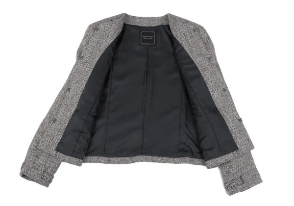 Mademoiselle NON NON Linen Silk Tweed No Collar Jacket K-163959_012