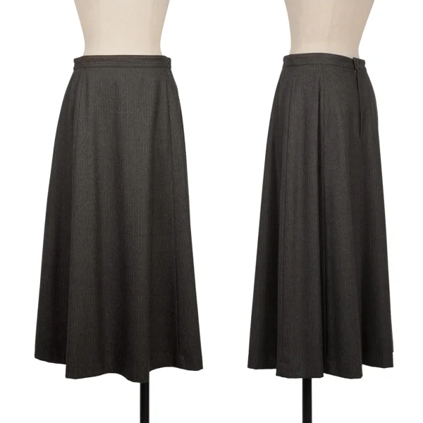 Mademoiselle NON NON Wool Striped Skirt Charcoal 42LL K-163965_001