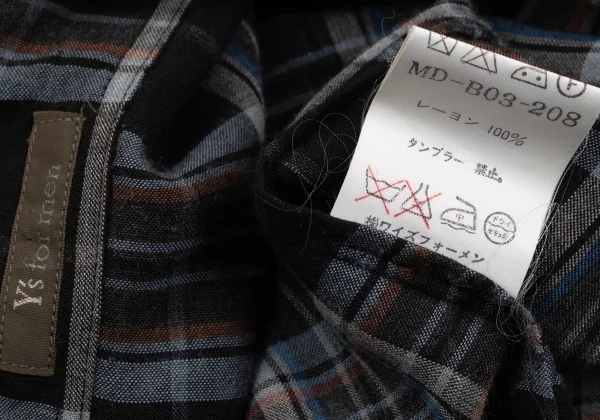 Y's for men Rayon Open-collar Checker Long Shirt K-163973_016