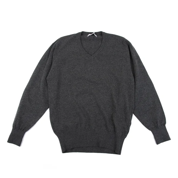 COMME des GARCONS HOMME Wool Nylon V-neck Knit Sweater Grey S-M K-163980_001