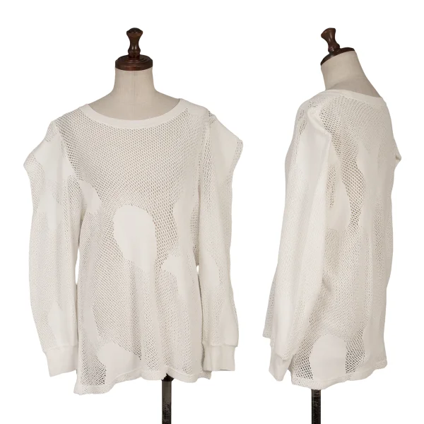 COMME des GARCONS Cotton Nylon Mesh Jacquard Knit White S-M K-163991_001