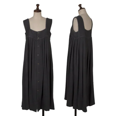 Unbranded Tuck Design Front Opening Sleeveless Dress
