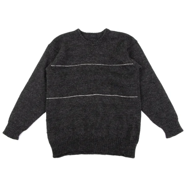 L.Q. Y's for men Wool Striped Knit Sweater Grey S-M K-163993_001