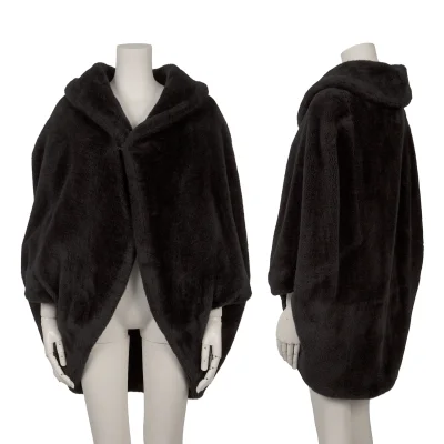Yohji Yamamoto FEMME Faux Fur Hook Closure Cape