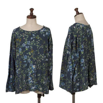 45rpm 45R Cotton Indigo Dyed Floral Print Top