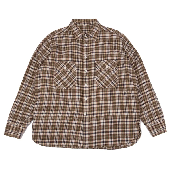 45rpm 45R Cotton Switching Sleeve Design Flap Pocket Shirt Brown S-M K-164011_001