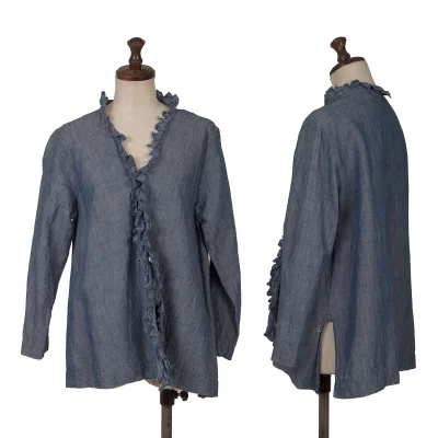 45rpm 45R Cotton Linen Zigzag Embroidery Design Blouse