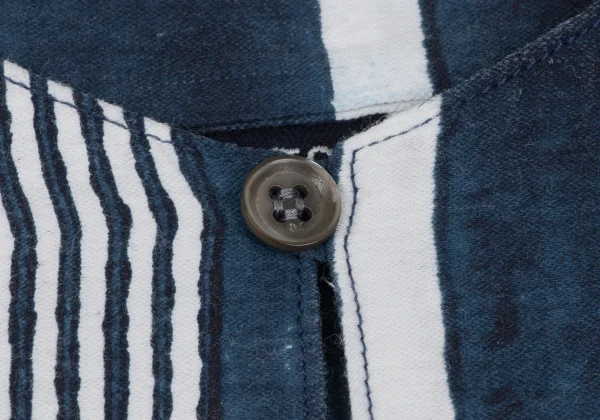 45rpm 45R Silk Blend Cotton Multi Striped Pullover Collarless Shirt K-164016_005