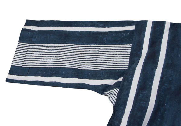 45rpm 45R Silk Blend Cotton Multi Striped Pullover Collarless Shirt K-164016_006