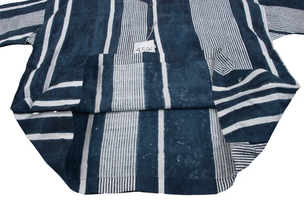 45rpm 45R Silk Blend Cotton Multi Striped Pullover Collarless Shirt K-164016_010