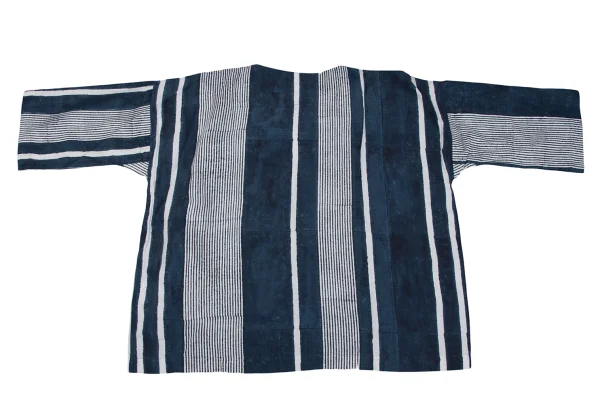 45rpm 45R Silk Blend Cotton Multi Striped Pullover Collarless Shirt K-164016_012