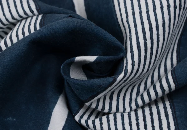 45rpm 45R Silk Blend Cotton Multi Striped Pullover Collarless Shirt K-164016_014