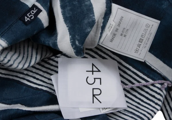 45rpm 45R Silk Blend Cotton Multi Striped Pullover Collarless Shirt K-164016_016