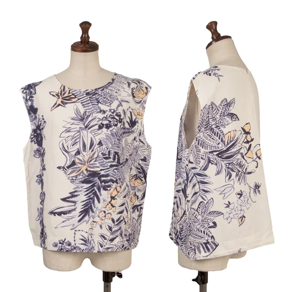 45rpm 45R Linen Floral Dyed Print Sleeveless Top White,Purple 3 K-164019_001