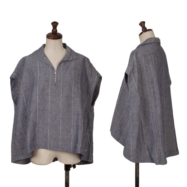 45rpm 45R Linen Checked Skipper Sleeveless Top Blue 0 K-164020_001