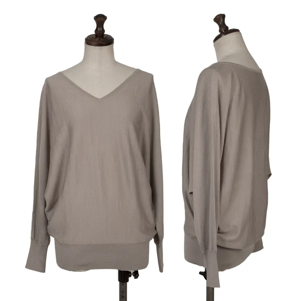 UNITED ARROWS Wool Silk Dolman Sleeve Knit Sweater Mocha S-M K-164032_001