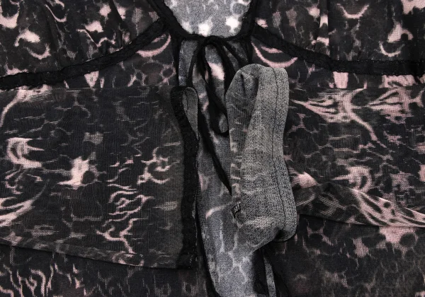 ジャンポールゴルチエJean Paul GAULTIER テーピンググラフィックプリントパワーネットカーディガン 黒他40 K-164035_007