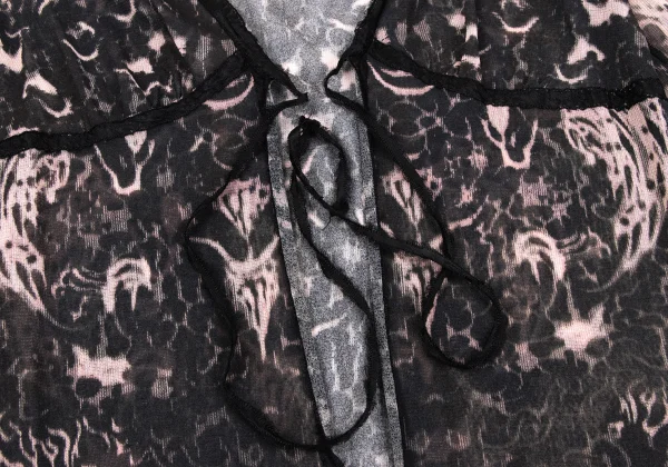 ジャンポールゴルチエJean Paul GAULTIER テーピンググラフィックプリントパワーネットカーディガン 黒他40 K-164035_009