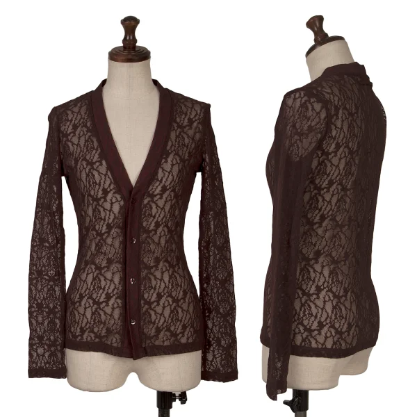 Jean Paul GAULTIER Lace Mesh Cardigan Bordeaux 40 K-164038_001