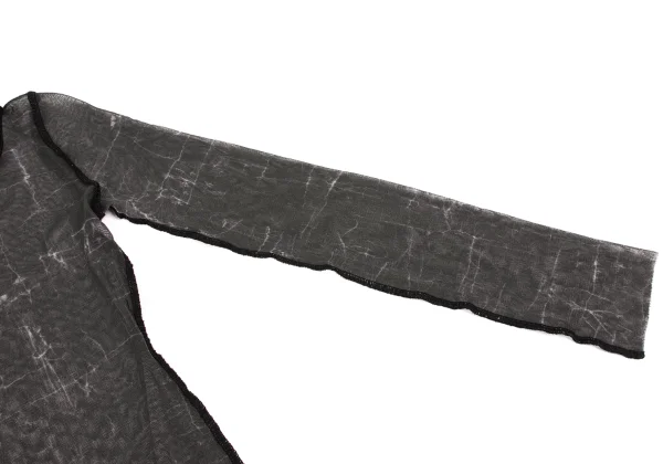 Jean Paul GAULTIER FEMME Marble Printed Lace Neck Mesh T-shirt K-164042_006