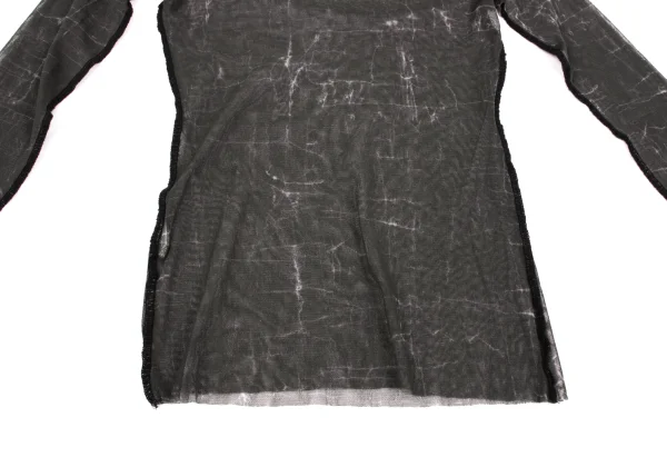 Jean Paul GAULTIER FEMME Marble Printed Lace Neck Mesh T-shirt K-164042_008