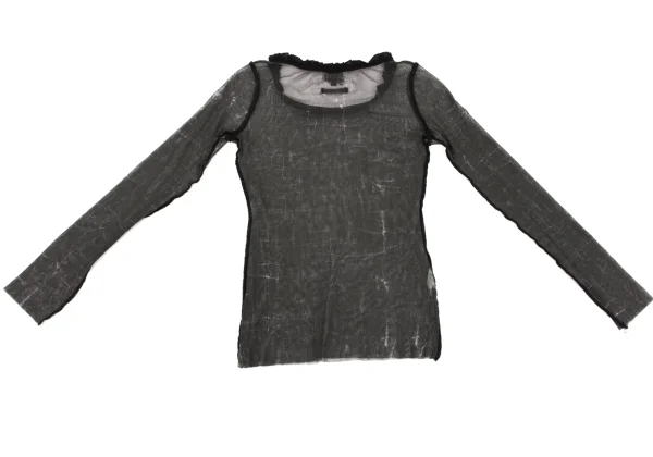 Jean Paul GAULTIER FEMME Marble Printed Lace Neck Mesh T-shirt K-164042_010