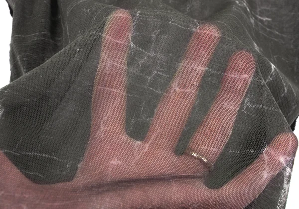 Jean Paul GAULTIER FEMME Marble Printed Lace Neck Mesh T-shirt K-164042_012