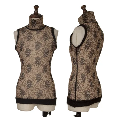 Jean Paul GAULTIER FEMME Knit Trim Floral Mesh Sleeveless