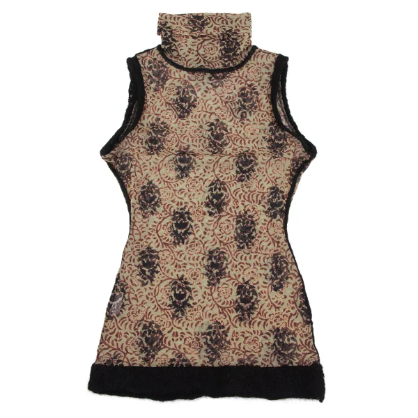 Jean Paul GAULTIER FEMME Knit Trim Floral Mesh Sleeveless K-164045_002