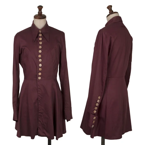 Jean Paul GAULTIER FEMME Multi Button Design Deformation Shirt Bordeaux 40 K-164050_001