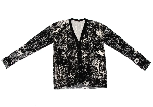 Unbranded Geometric Flocked Mesh Cardigan K-164057_002