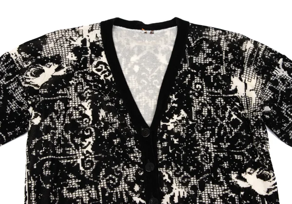 Unbranded Geometric Flocked Mesh Cardigan K-164057_003