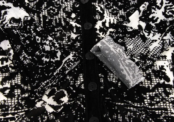 Unbranded Geometric Flocked Mesh Cardigan K-164057_007